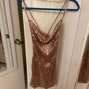 Rose gold sequin fashion nova dress!
